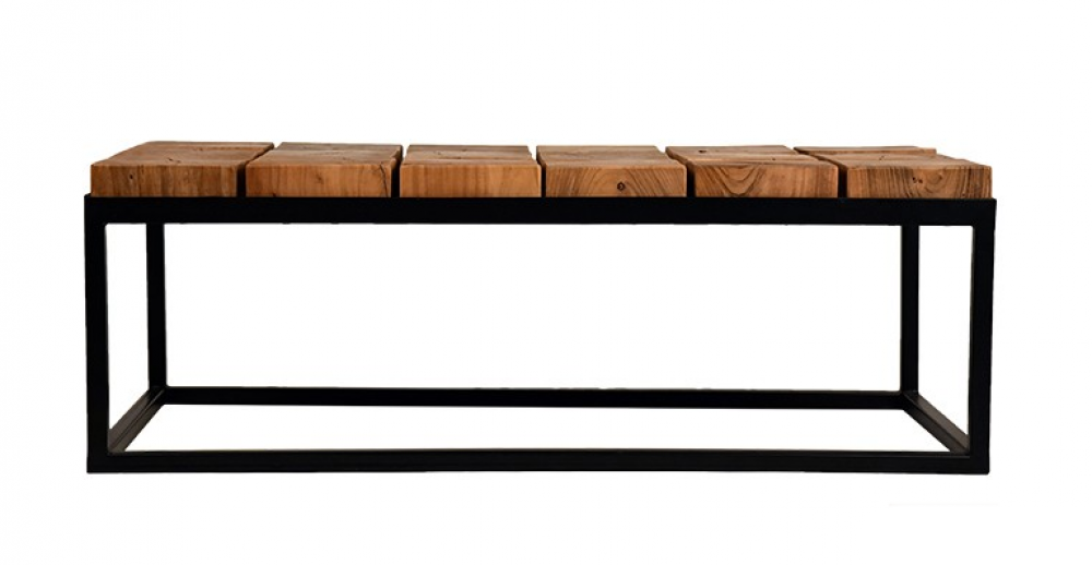 Design coffee table in acacia wood and black frame