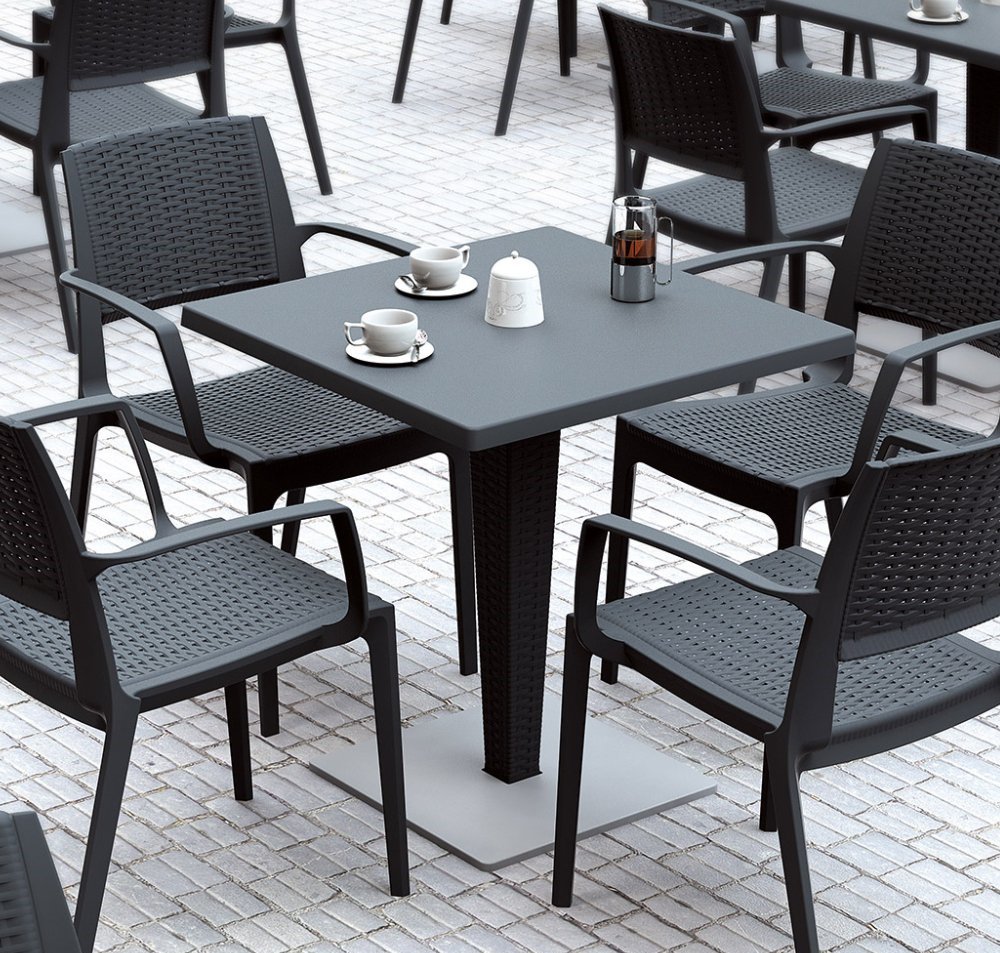 Riva table leg rattan in gray 45x45x71 cm