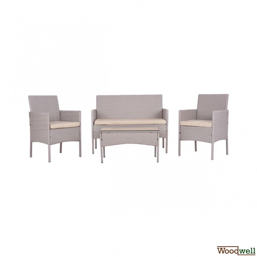 SAN DIEGO 4 pcs. - Lounge furniture - Aluminum - CASSIE - Rattan - Gray