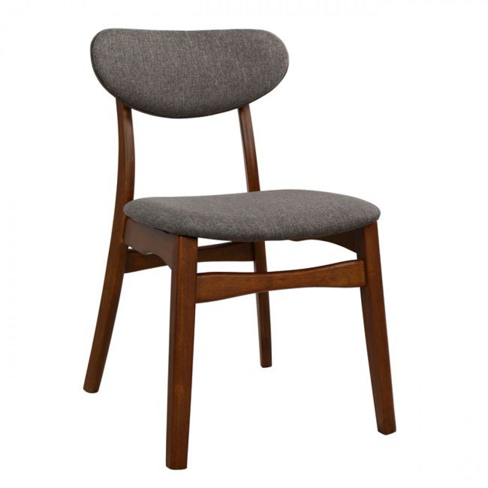 Dining chair made of wood | In walnut and gray cloth