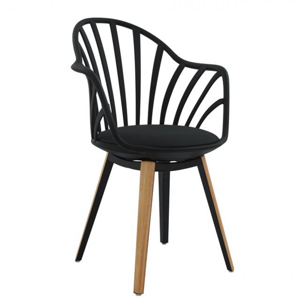 Anais dinning room chair with wooden legs in black