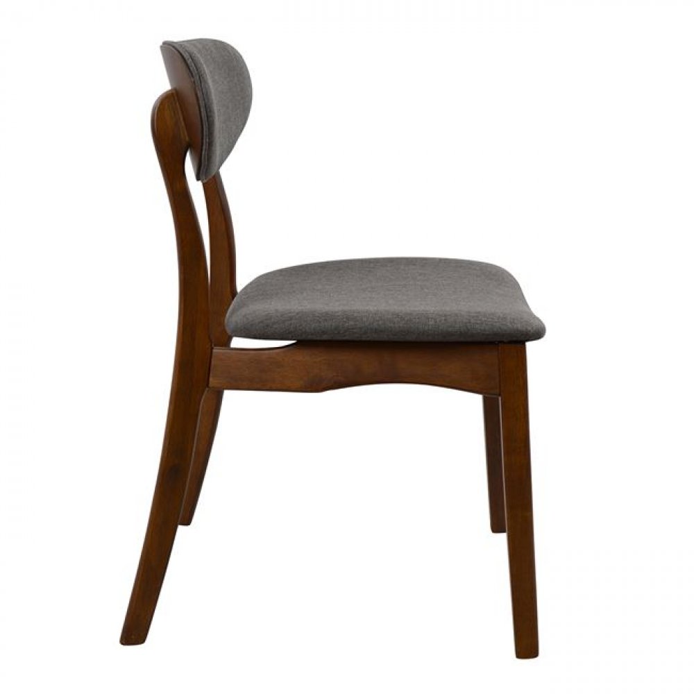 Dining chair made of wood | In walnut and gray cloth