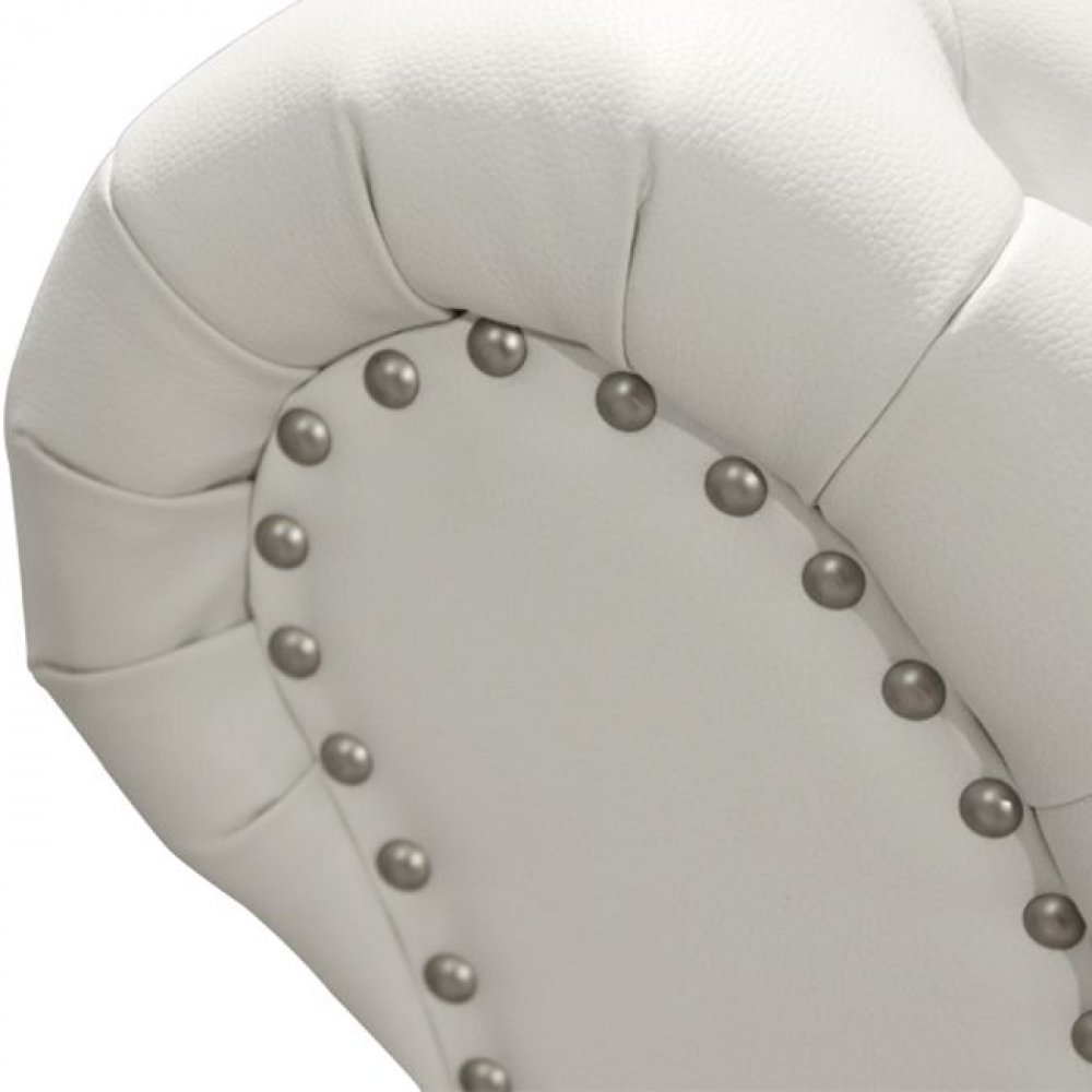 Chesterfield chaise longue ottoman in faux leather white left side