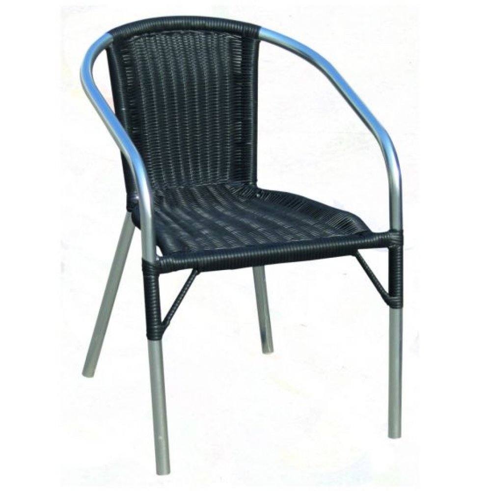 Aluminum Stacking Chair Poly-Rattan Covering Coffee / Black Bistro Chair Camping Chair Terrace Chair Garden Chair