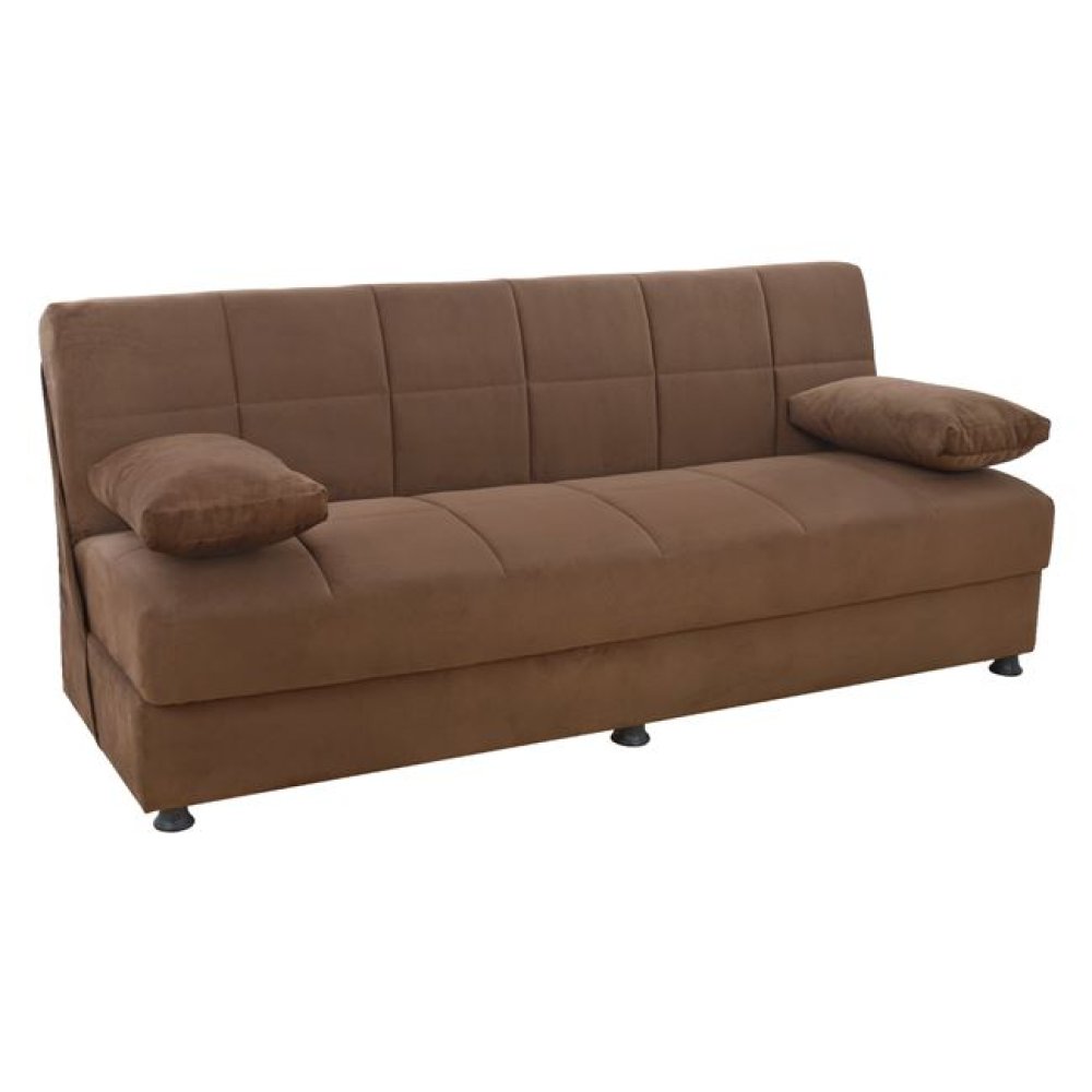 3 seater sofa bed EGE with storage space | In brown