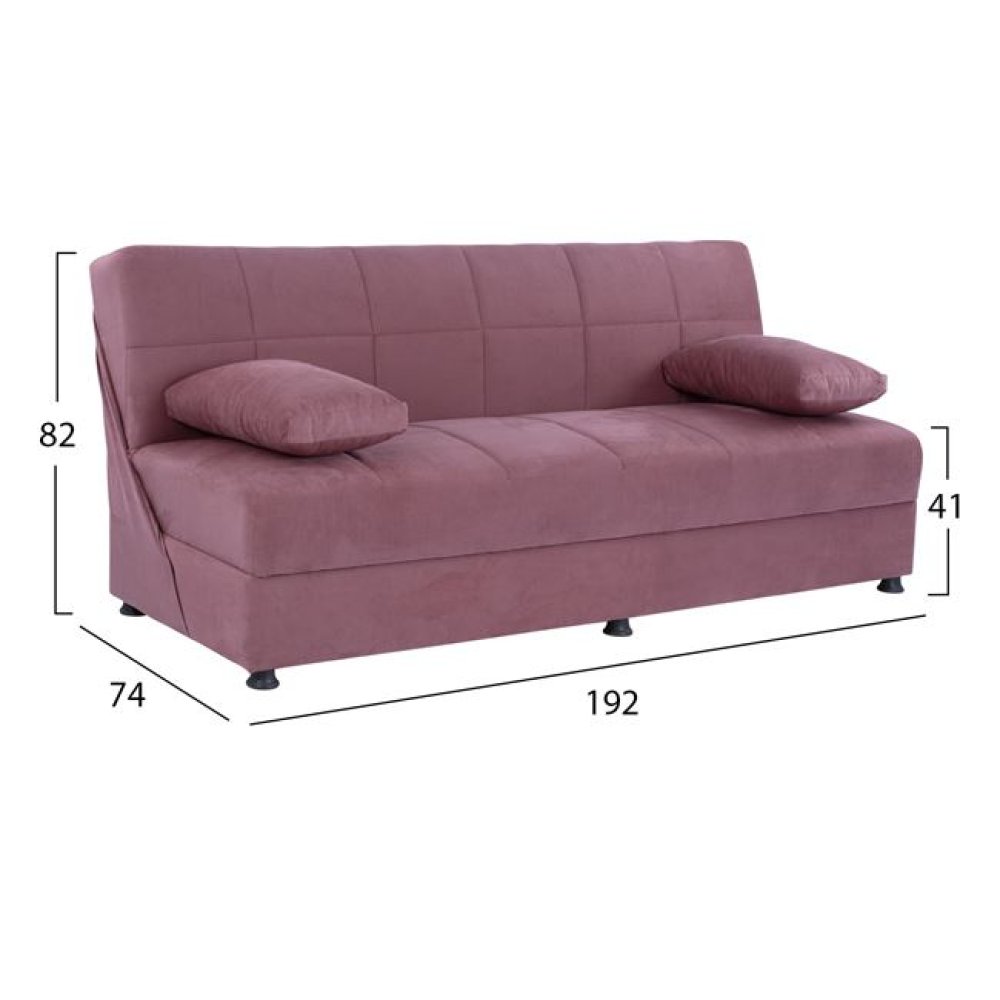 3 seater sofa bed  EGE with storage space | In Old-Pink