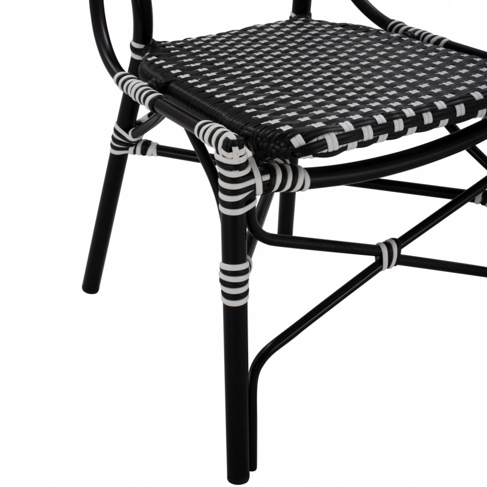 ALUMINUM CHAIR BAMBOO LOOK WITH WICKER BLACK WHITE 46x60x96 cm.