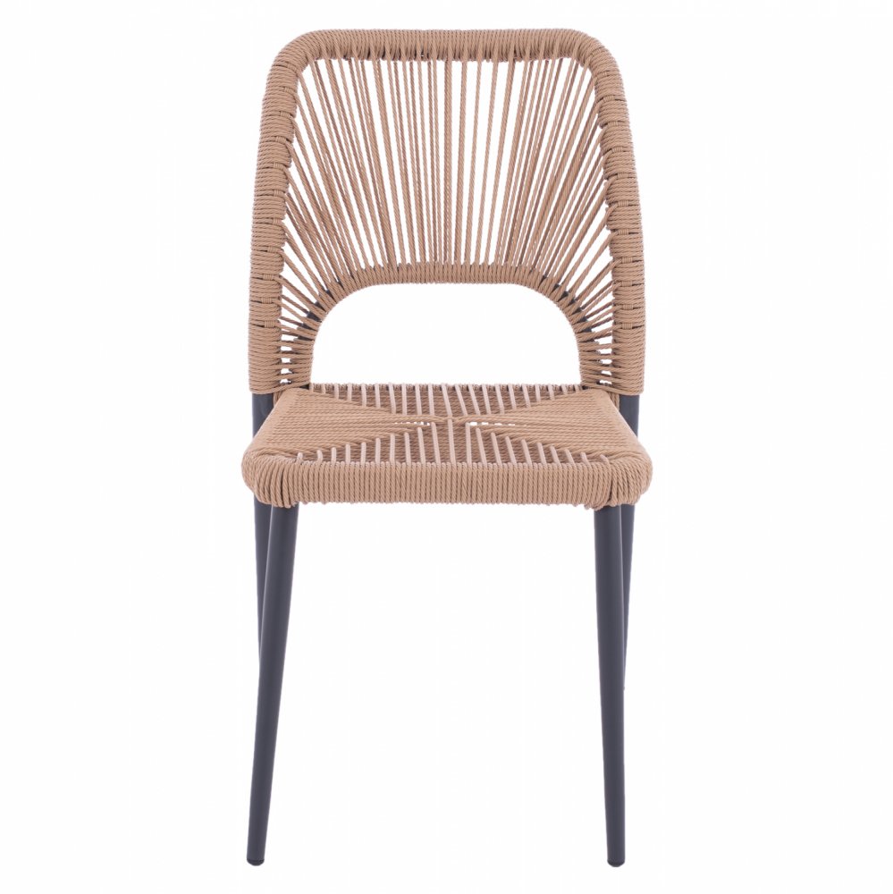 GREY ALUMINUM CHAIR WITH PE ROPE BEIGE 45x63x82 cm