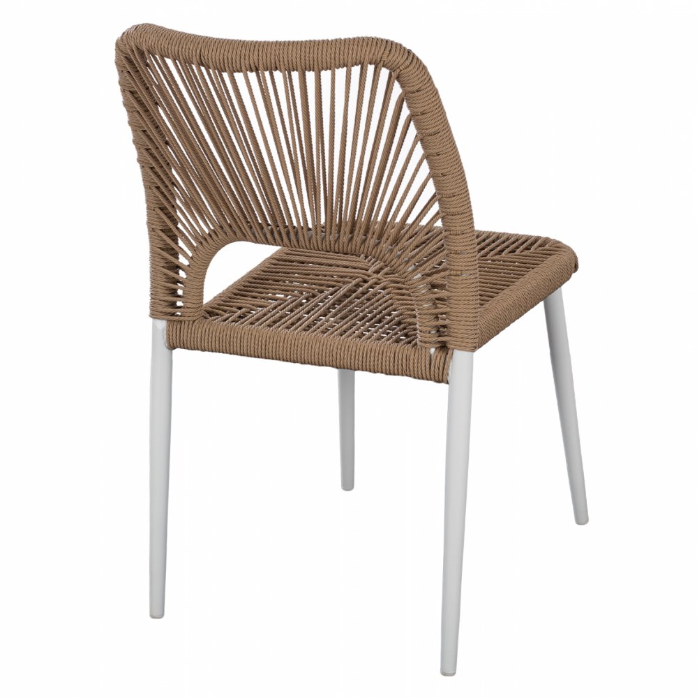 WHITE ALUMINUM CHAIR WITH PE ROPE BEIGE 45x63x82 cm