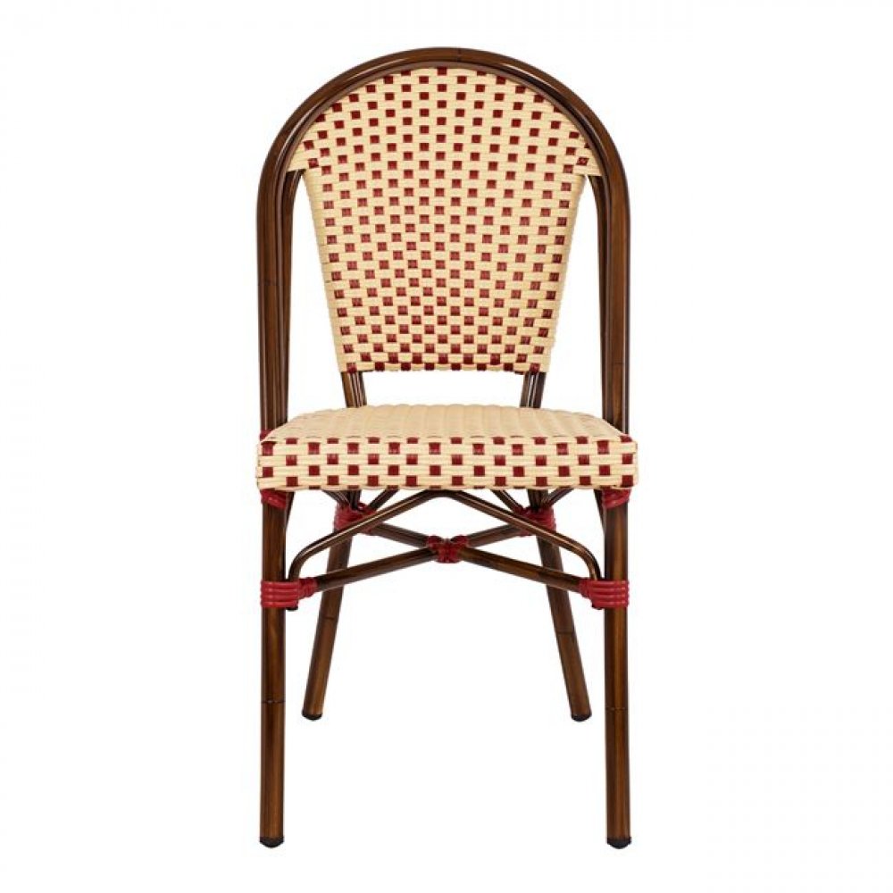 DELPHI Bistro Terrace Chair | red + white | Bamboo | Fabric | Textile | Stackable | Gastro Rattanstuhl Garden chair Garden Terrace chair Terrace Outdoor Outdoor Chairs Stacking chair Bistro chair Gastro chair Gastronomy chair Restaurant chair Kaffees