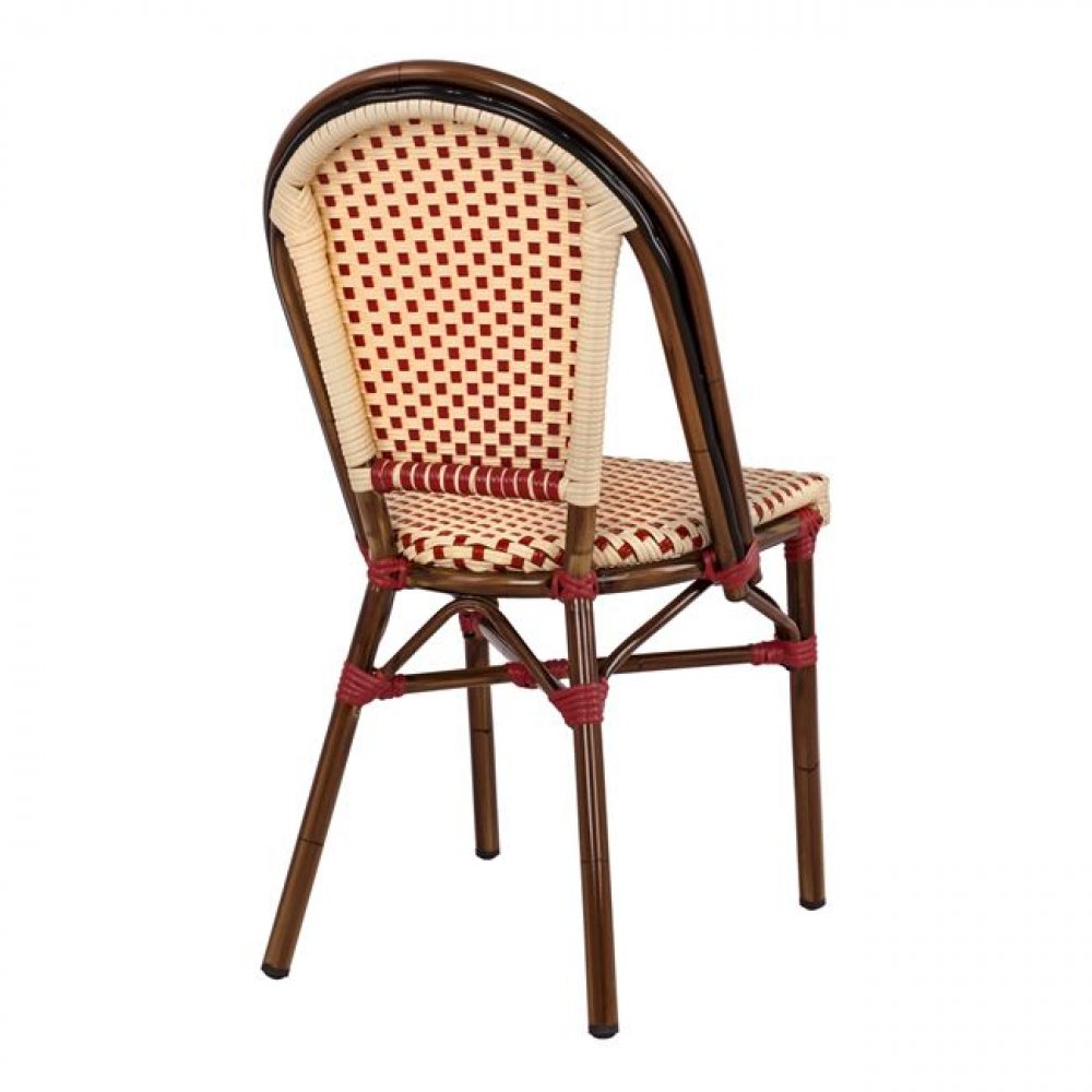 DELPHI Bistro Terrace Chair | red + white | Bamboo | Fabric | Textile | Stackable | Gastro Rattanstuhl Garden chair Garden Terrace chair Terrace Outdoor Outdoor Chairs Stacking chair Bistro chair Gastro chair Gastronomy chair Restaurant chair Kaffees