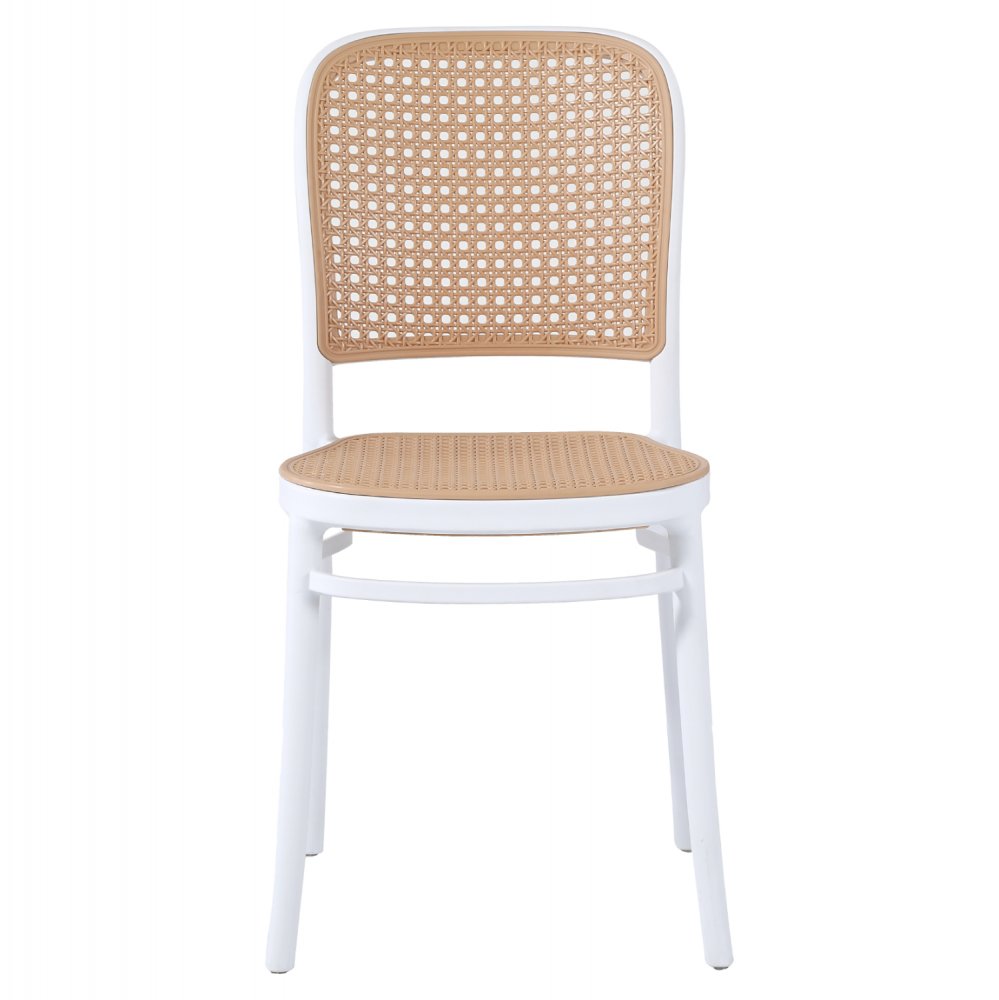 CHAIR POLYPROPYLENE WHITE WITH BEIGE SEAT AND BACKREST 41x49x102cm