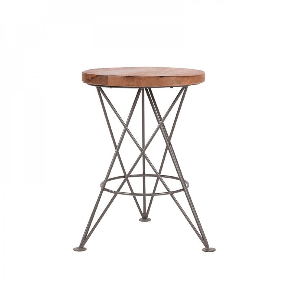 Barstool wooden seat Industrial Antique Paris Black-Woodwell