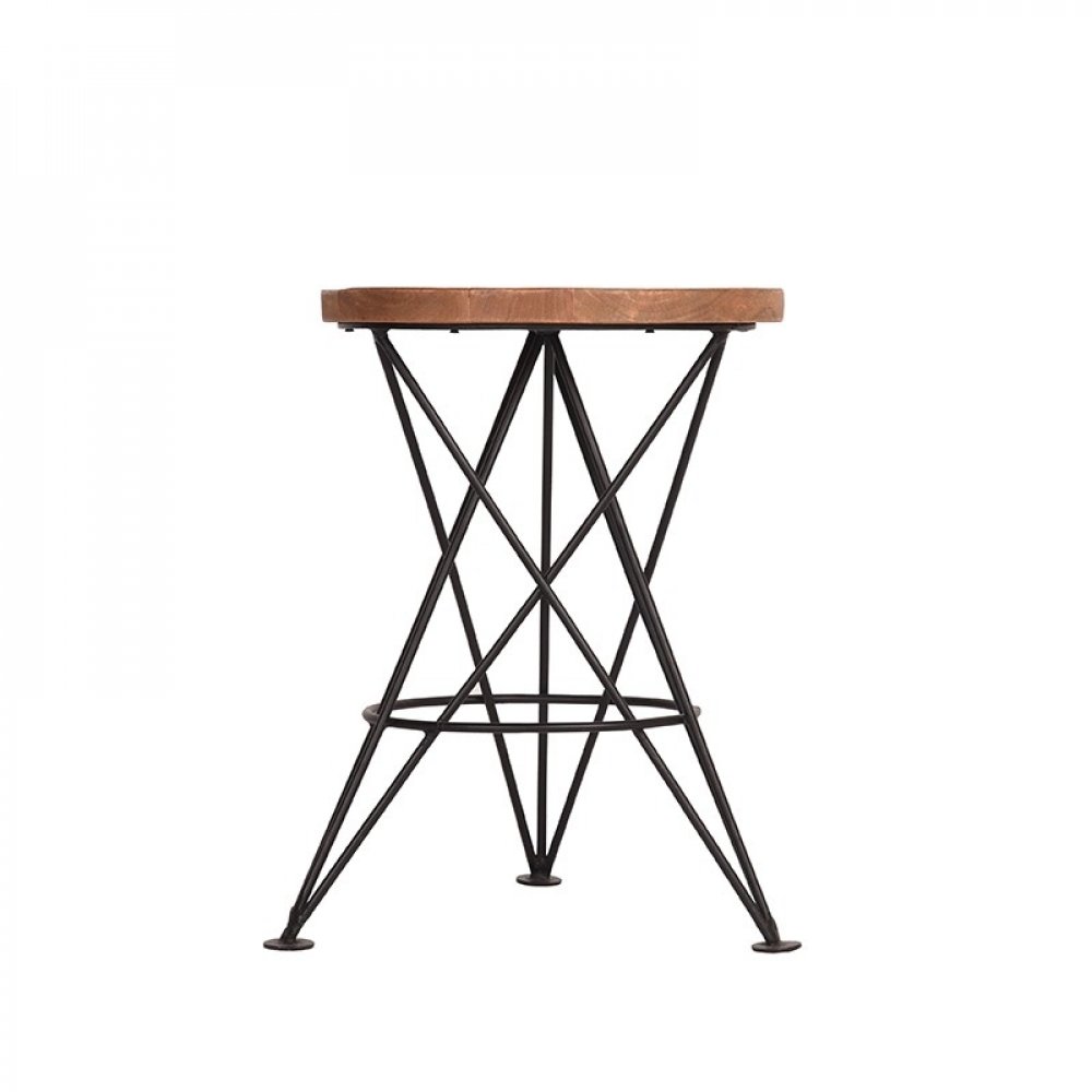 Stool wooden seat Industrial Antique Paris Grey-Woodwell