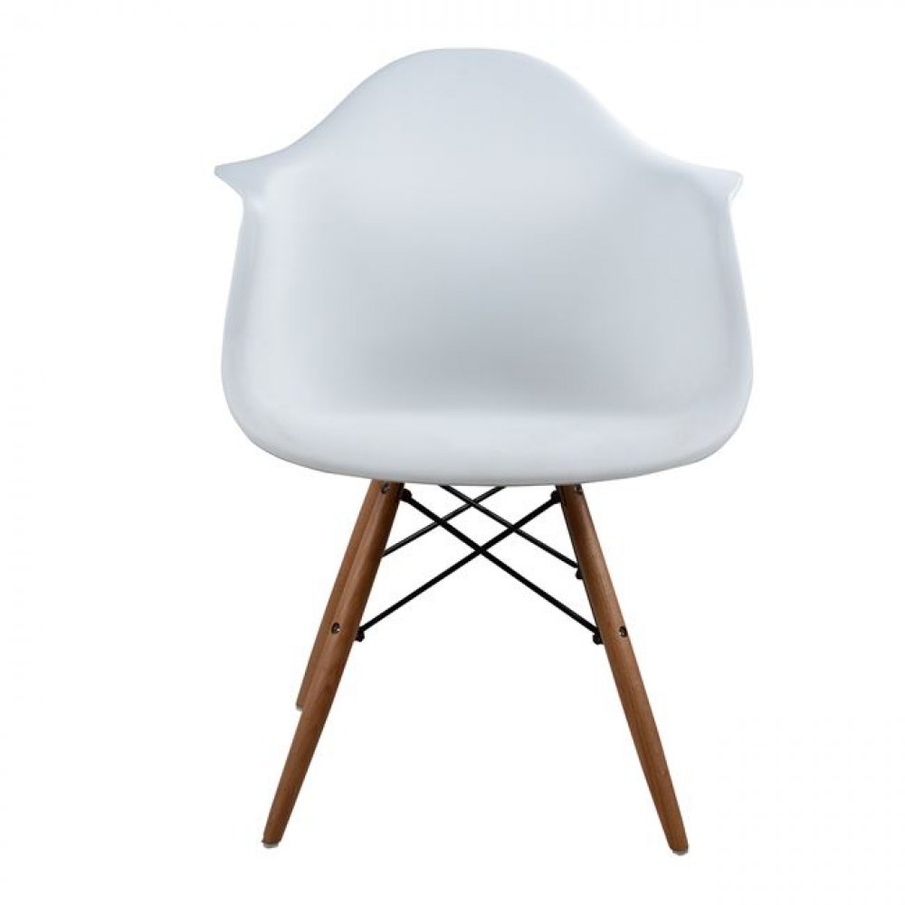 Armchair with wooden legs & seat white Mirto