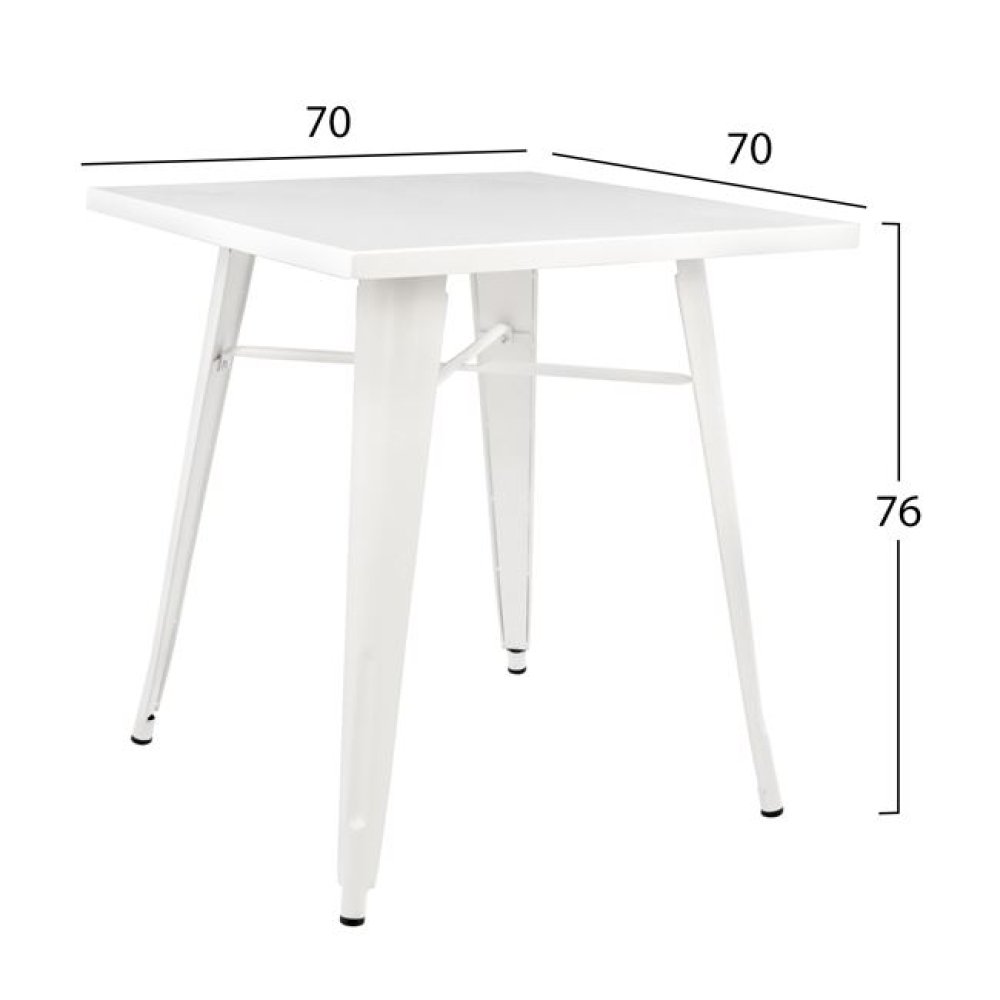 Metallic table in milk white color 70x70x76cm