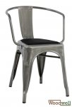 Antique Melita metal chair with armrests in natural color