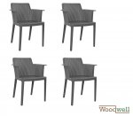 Design chair, set of 4 plastic, dark gray