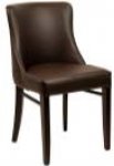 Upholstered chair "Padova" in brown faux leather and wenge beech wooden legs