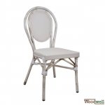 Aluminum chair Bamboo Look Patina White with textline