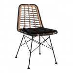 Chair "Allegra" with wicker Black-Beige 46x59x83cm WW5691