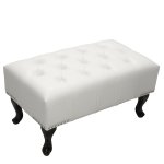 "Chesterfield" stool / footstool with white leatherette cover