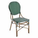 ALUMINUM CHAIR BAMBOO LOOK WITH WICKER GREEN WHITE 47x55x98 cm.