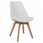 VEGAS retro chair in white and wooden legs in natural color (4 pieces)