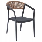 ARMCHAIR WITH ALUMINUM ANTHRACITE AND PE RATTAN TEXTLINE SEAT 45x63x82cm