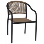 ARMCHAIR ALUMINUM CHARCOAL GREY WITH PE WICKER ROPE 57x63x80cm
