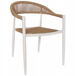 ARMCHAIR WITH WHITE ALUMINUM FRAME AND BEIGE PE RATTAN BRAIDE 55,5x58,5x78cm