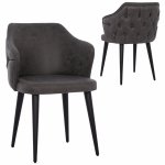 THERESA ARMCHAIR MADE OF GRAY NUBUK FABRIC WITH WOODEN LEGS 56x60x84 cm