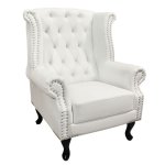 "Polina" high-back armchair in white