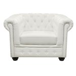 "Chesterfield" armchair with imitation leather cover in white