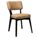 Upholstered chair "Patrick" in taupe/cream made of imitation leather and wooden frame