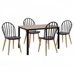 Modern dining room set 5 pieces (with black metal base)
