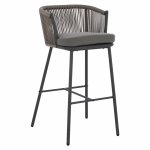 STOOL WITH METAL FRAME AND GRAY ROPE 53x42x101 cm