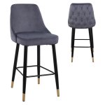 Bar stool Serenity with velvet fabric in gray