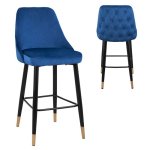 Bar stool Serenity with velvet fabric in blue