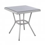 Outdoor tables buy cheap | Garden and patio table in bamboo look with glass 70x70 cm, in white