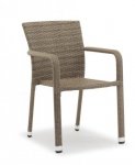 Stackable outdoor armchair made of aluminum in beige