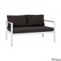 Preview: 2-seater sofa with white aluminum frame - polywood details on the arms - fabric cushion in dark gray