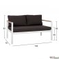 Preview: 2-seater sofa with white aluminum frame - polywood details on the arms - fabric cushion in dark gray