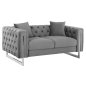 Preview: SOFA 2-SITZER t.CHESTERFIELD MOBAR GRAU SAMT-METALLBEINE 154x85x68Hcm
