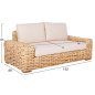 Preview: OUTDOOR-SOFA 2-SITZER MANGOHOLZ IN NATURFARBE-WEIßE KISSEN 192x88x70-85