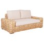 Preview: OUTDOOR-SOFA 2-SITZER MANGOHOLZ IN NATURFARBE-WEIßE KISSEN 192x88x70-85