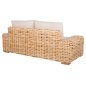 Preview: OUTDOOR-SOFA 2-SITZER MANGOHOLZ IN NATURFARBE-WEIßE KISSEN 192x88x70-85