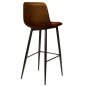 Preview: Barhocker "Lauren" aus Mikrofaser in Cognac und Metallbeinen