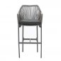 Preview: Barhocker "Baleric" aus Aluminium und Seilgeflecht in grau 74x113x55 cm
