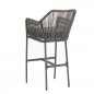 Preview: Barhocker "Baleric" aus Aluminium und Seilgeflecht in grau 74x113x55 cm